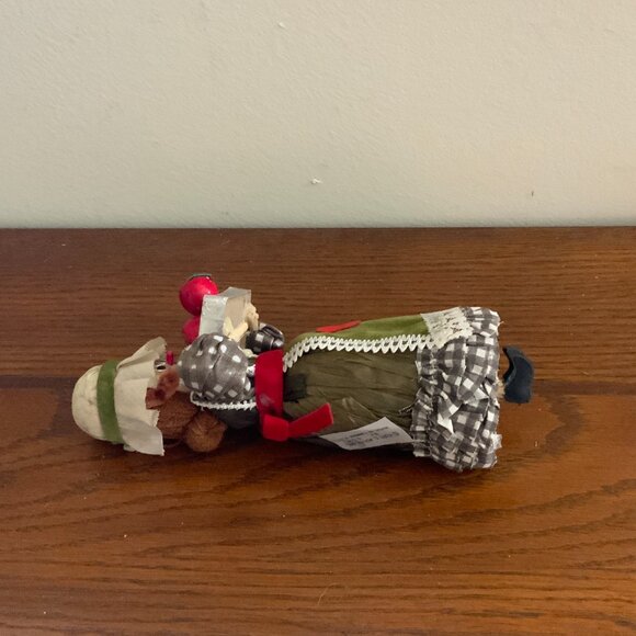 Vintage CORN HUSK DOLL with box of apples, Kurt Adler Doll - Picture 9 of 12